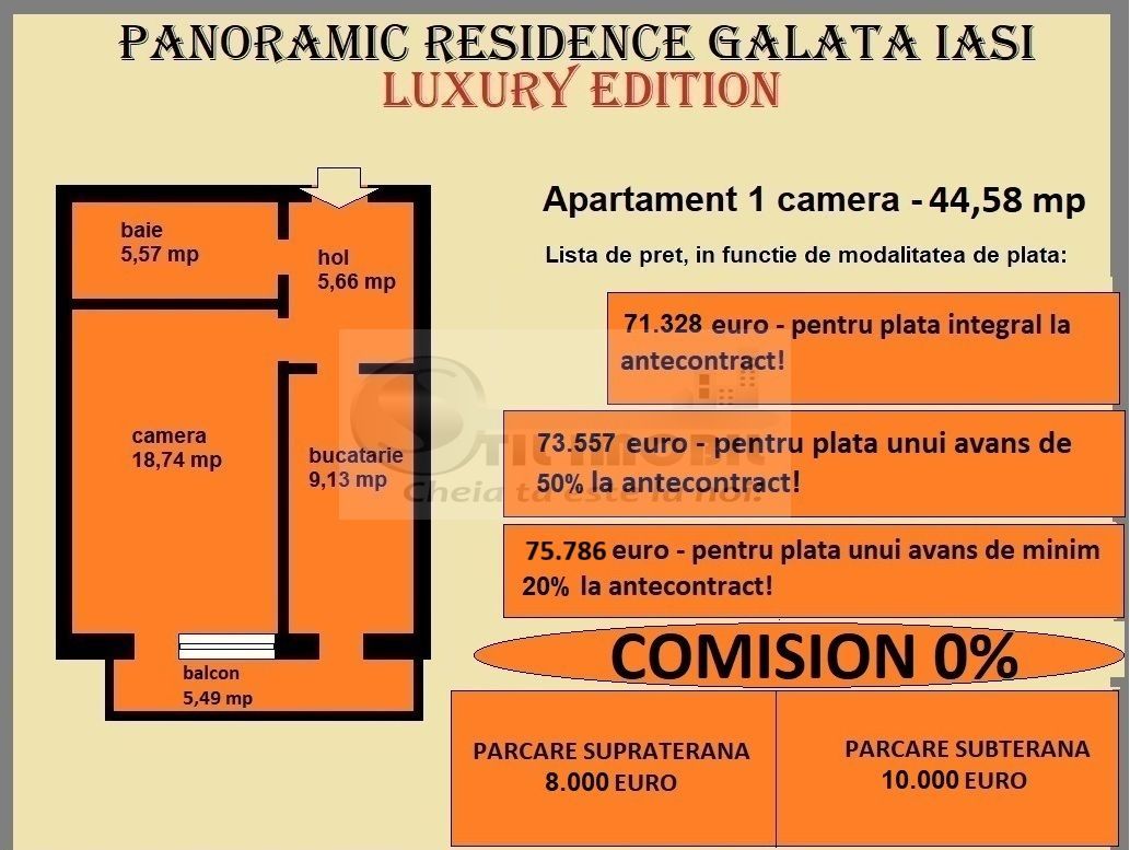 Apartament decomandat de vanzare in Iasi, Galata, 44,58 mp, bloc nou - Poză 2