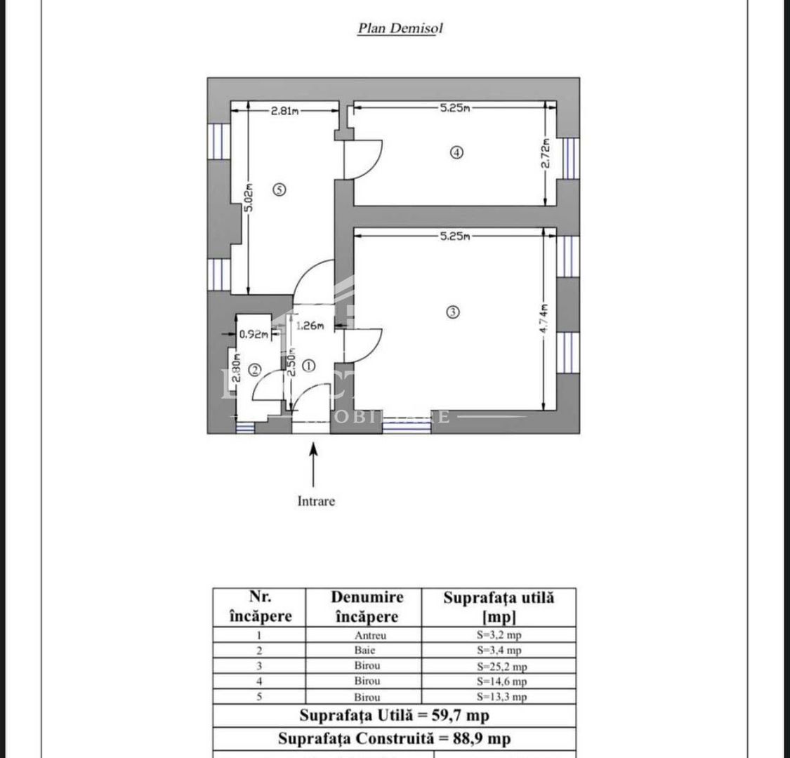 Spatiu birouri ultracentral 3 camere compartimentat 60 mp - Poză 2
