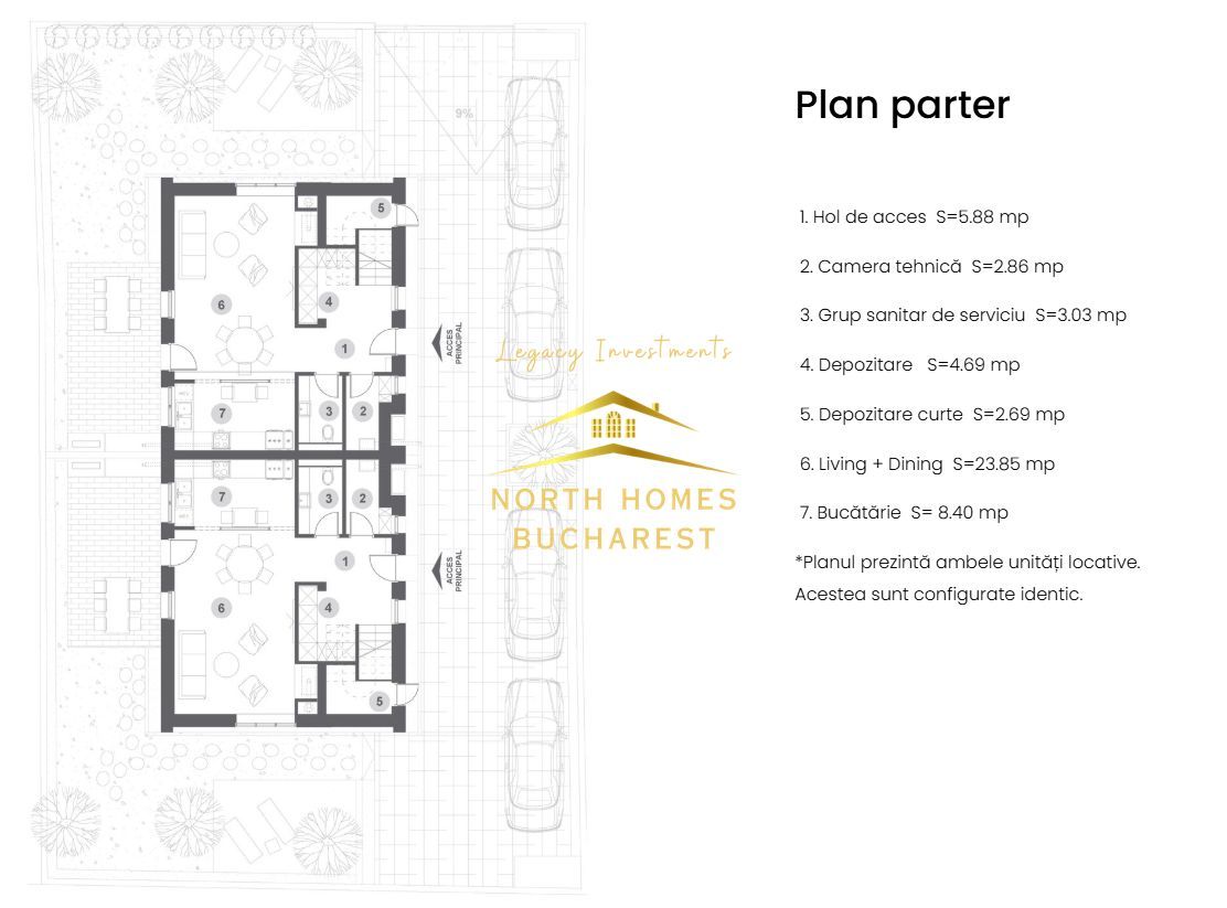 Duplex moder 4 camere, 3 bai, 2 locuri de parcare - Bucurestii Noi - Poză 16