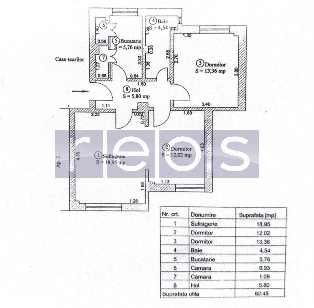 APARTAMNET 3 CAMERE | PARTER | PIATA VICTORIEI | 62MP | - Schiță 8