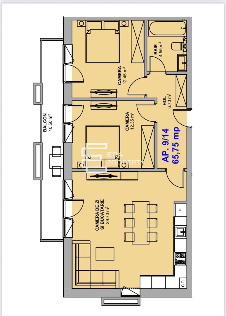 Apartament 3 camere 66mp, intabulat, Doamna Stanca, Sibiu - Schiță 9