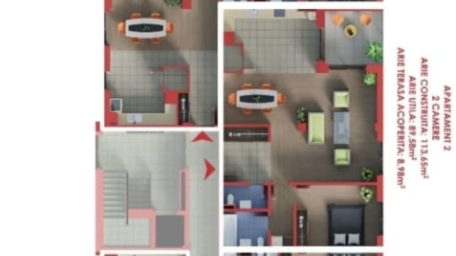Apartament 4 camere,3bai,136mp.utili+19mp terase acoperite - Poză 3