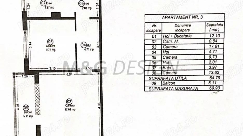 3 camere cu centrala+ boxa, in zona Girocului - Spitalul Judetean - Poză 10
