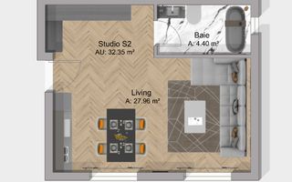 Studio 32 mp | Bloc Nou | Ideal Investitie | Floresti - Schiță 3