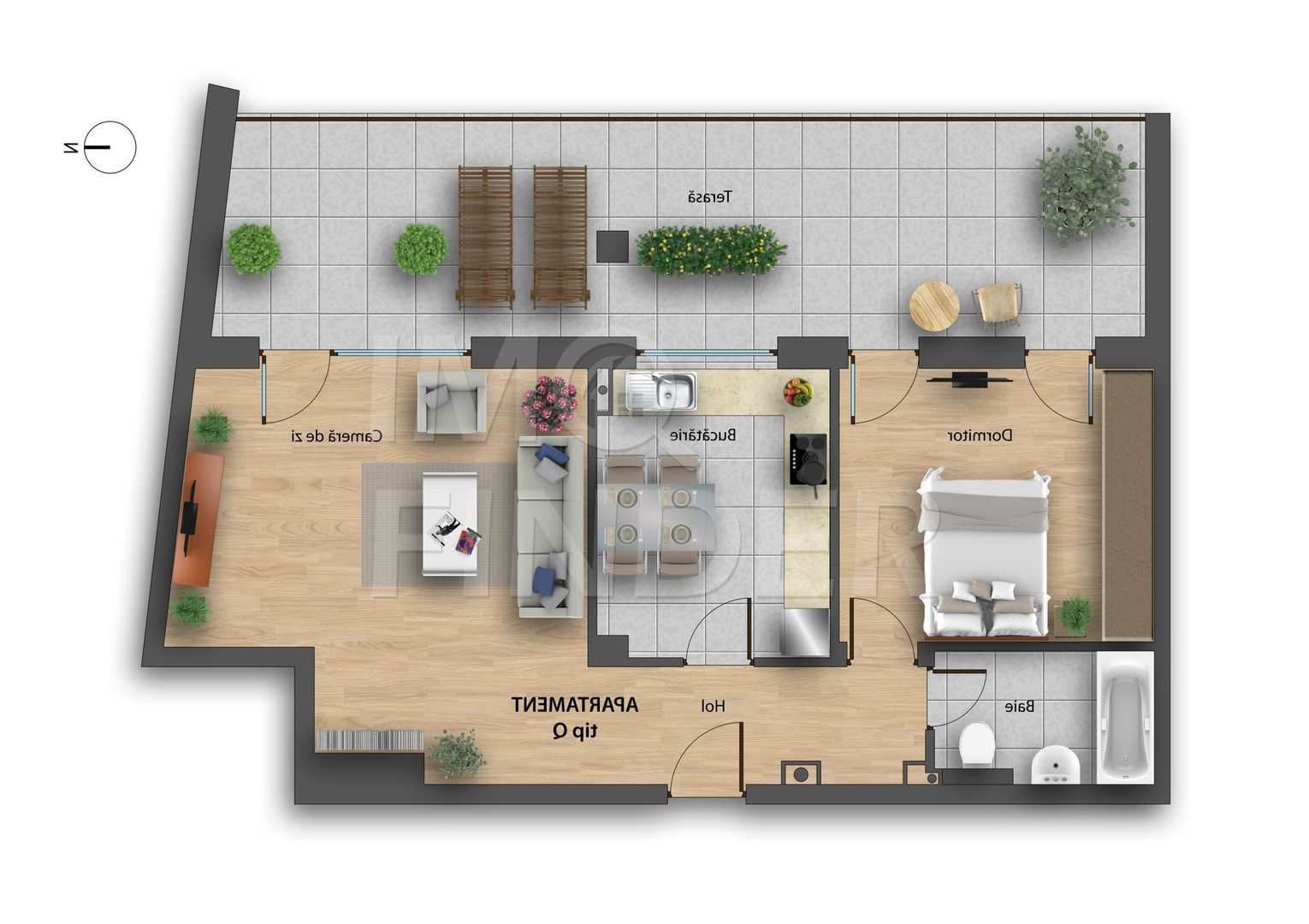 Vanzare 2 camere Buna Ziua, mobilat si utilat 60 mp + 30 mp terasa - Poză 8