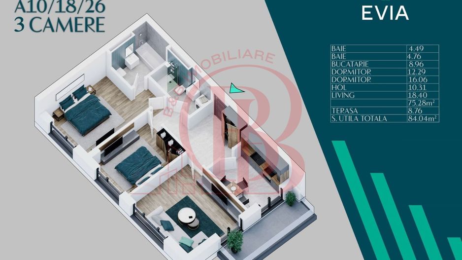 Apartament Premium 3 camere Th. Pallady Metrou Teclu - Schiță 2
