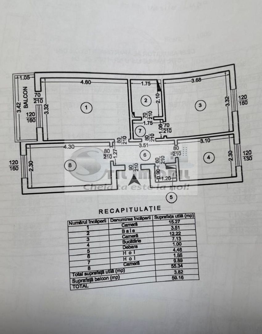 Apartament cu 3 camere, decomandat la etajul 2, in Tatarasi ! - Schiță 6