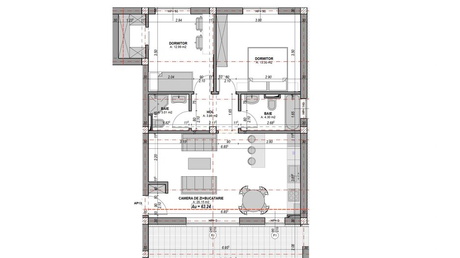 Apartament 3 camere, 2 bai, balcon, aer conditionat - finisat la cheie - Poză 10