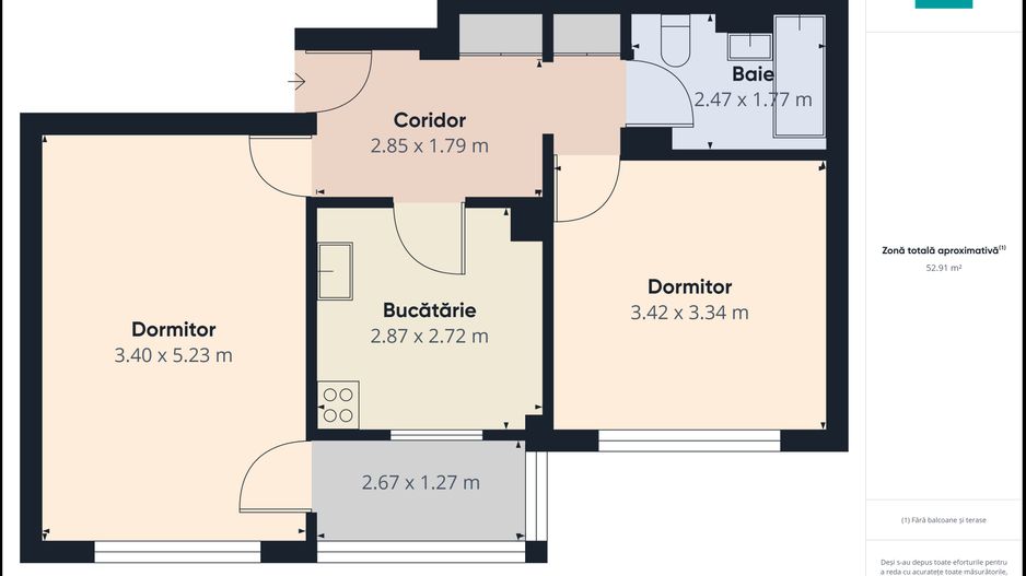 Apartament cu 2 camere în zona 300, Micălaca - Poză 10