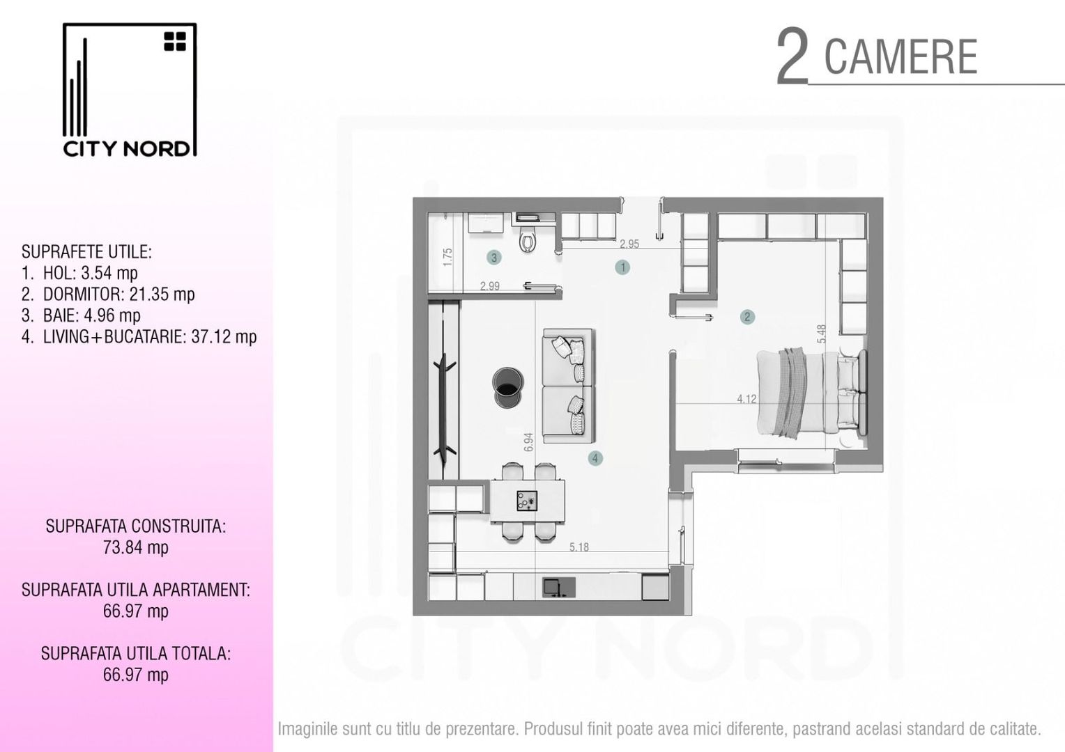 Apartament 2 camere -63mp - CITY NORD Stefan cel mare - Poză 1