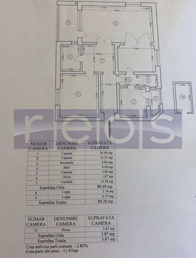VANZARE APARTAMENT 3 CAMERE | COTROCENI | 90 MP | VEDERE SUPERBA - Schiță 12