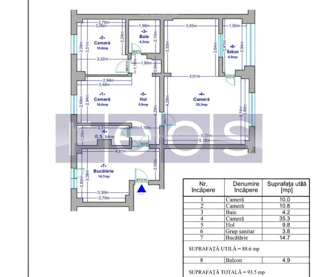 DE VANZARE APARTAMENT  4 CAMERE SPATIOASE  LUJERULUI  - METROU - Schiță 9
