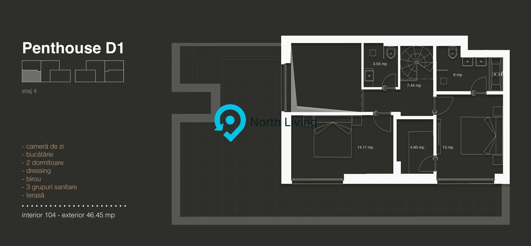 Penthouse 3 Camere LUX cu View | Terasa Spectaculoasa | Iancu Nicolae - Poză 3