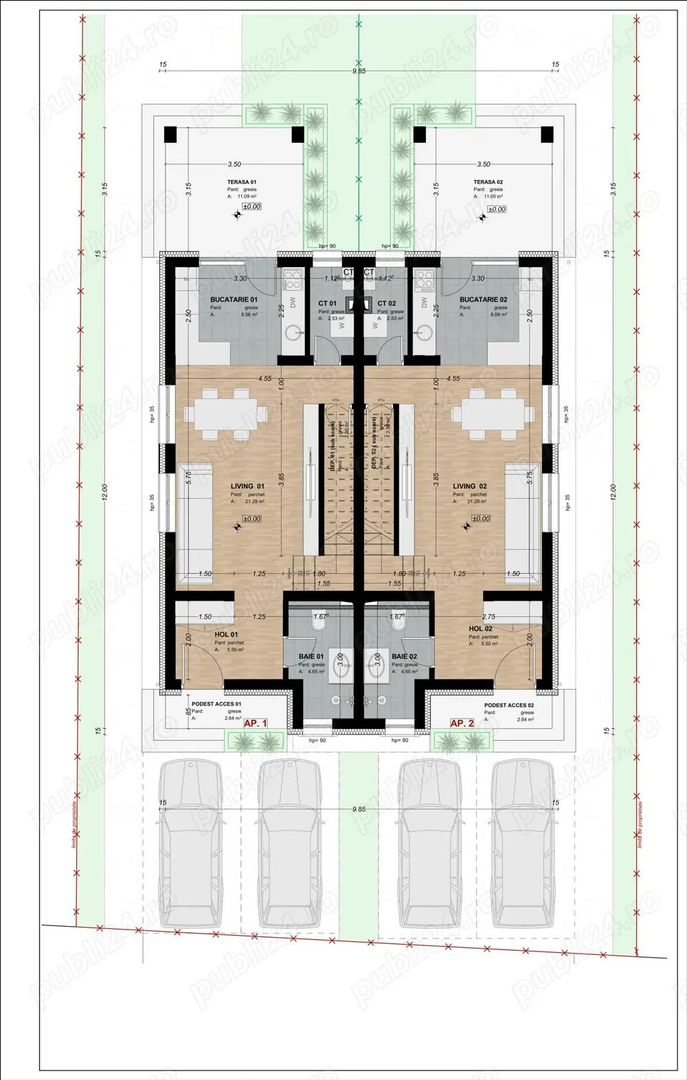 Duplex cu 4 camere, vatra satului, toate utilitatile - Sacalaz - Poză 13
