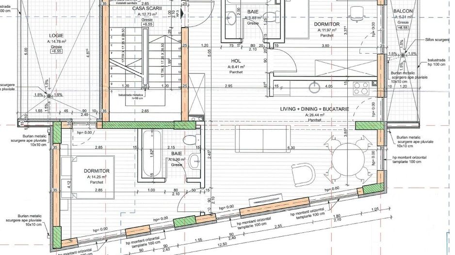 Apartament 3 camere Plopilor 68.82 m2 plus 2 balcoane - Poză 3
