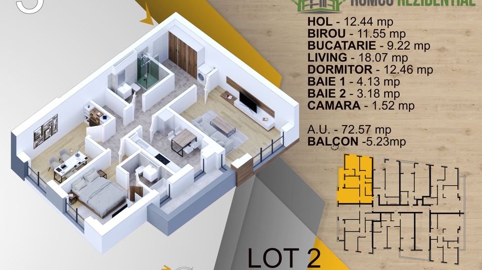 3 camere Titan Pallady panouri solare Temosistem Vata Bazaltica - Schiță 9