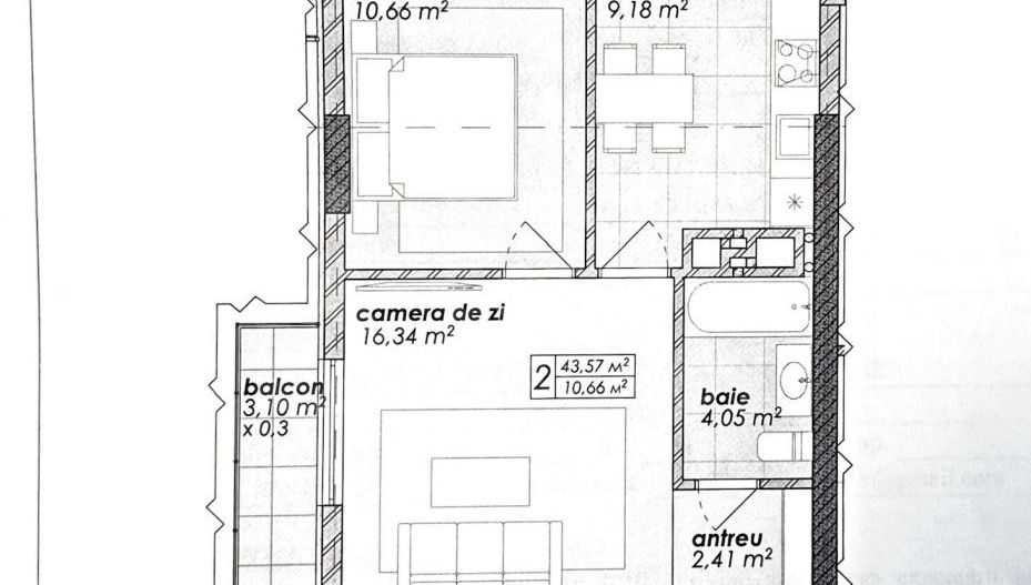 Vânzare, apartament, o cameră, str. Poștei, Râșcani - Schiță 2