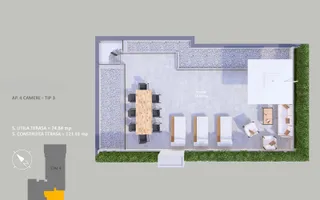 VANZARE APARTAMENT LA CHEIE | 4 CAMERE | 107MP | TERASA 75 MP| PARCARE - Schiță 16