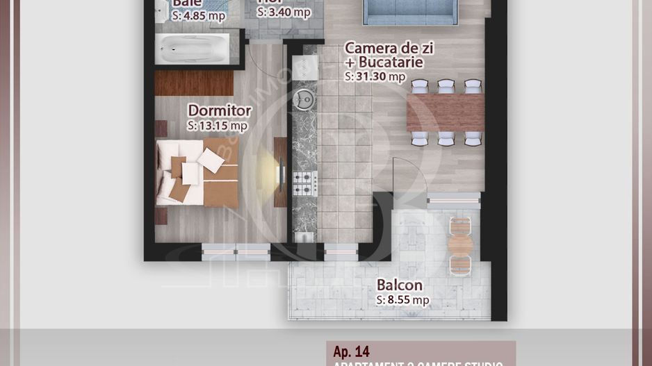 2 Camere modern-Suprafata generoasa-Metrou Nicolae Teclu - Schiță 8