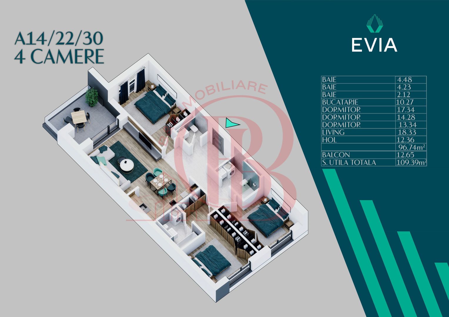 Apartament Premium 4 camere Th. Pallady Metrou Teclu - Schiță 1