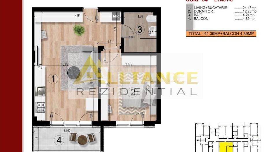 Vand apartament cu 2 camere tip studio I Metrou I 86000 ! - Poză 8