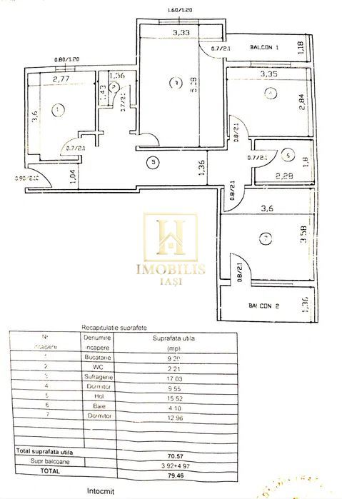 Apartament 3 camere decomandat 80 mp Valea Lupului 89000 euro - Poză 7