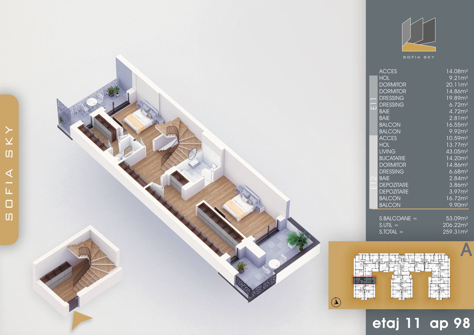 4 camere  duplex -  Titan Pallady  7 min Metrou N Teclu - Schiță 14