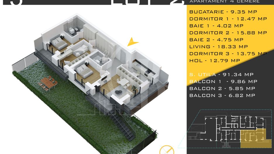 4 camere cu gradina Titan Pallady  Metrou Nicolae Teclu - Schiță 12