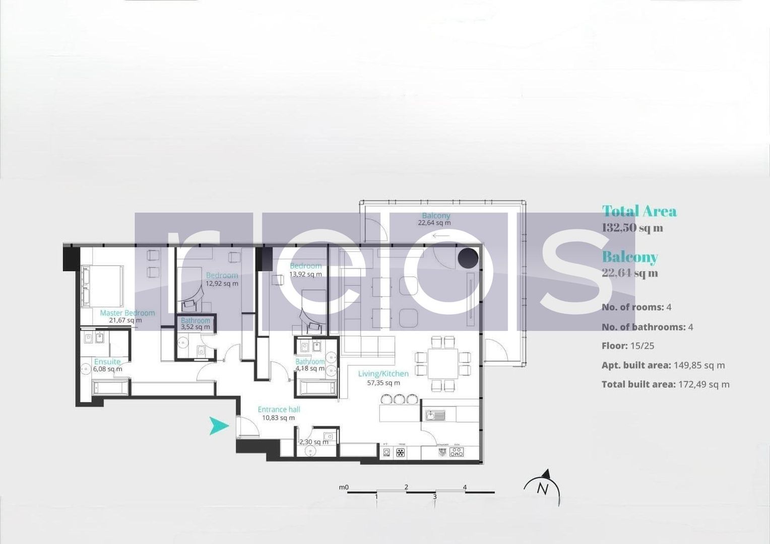 FLOREASCA UP SITE | APARTAMENT EXCLUSIVIST | 4CAMERE | 172MP | ETAJ 15 - Schiță 40