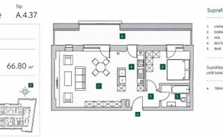 Apartament 2 Camere | Balcon 18,62 mp | Zonă Centrală - Schiță 10