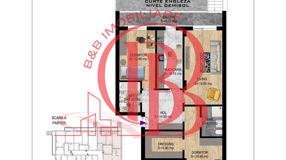 3 camere cu gradina  Pallady Metrou Nicolae Teclu - Schiță 11