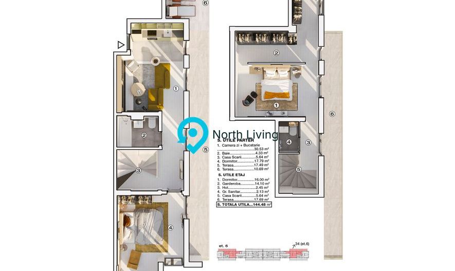 Penthouse 3 camere, 144 mp, terase, Prelungirea Ghencea - Poză 9