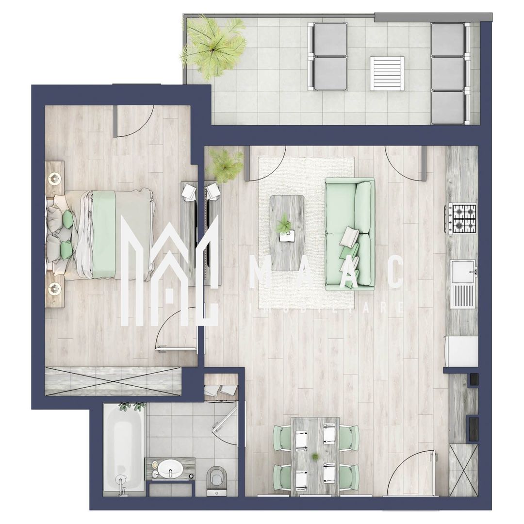 Apartament 2 camere | Etaj 3 | Balcon 10.7  | Turnisor - Poză 1