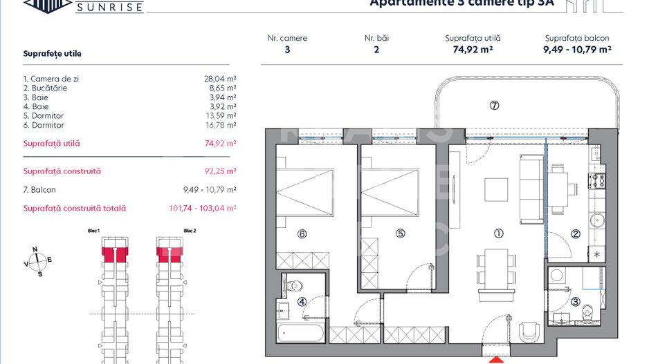 Vânzare, apartament, 3 camere tip 3A, HILS Sunrise, București - Poză 2