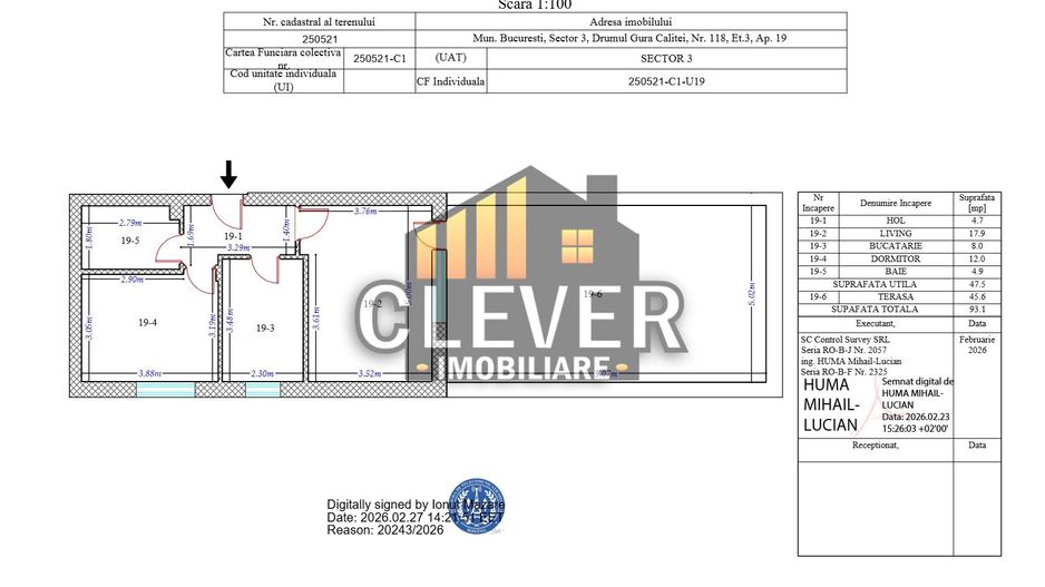 Apartament 2 cam Finalizat cu Terasa, Comision 0, metrou Teclu - Schiță 14
