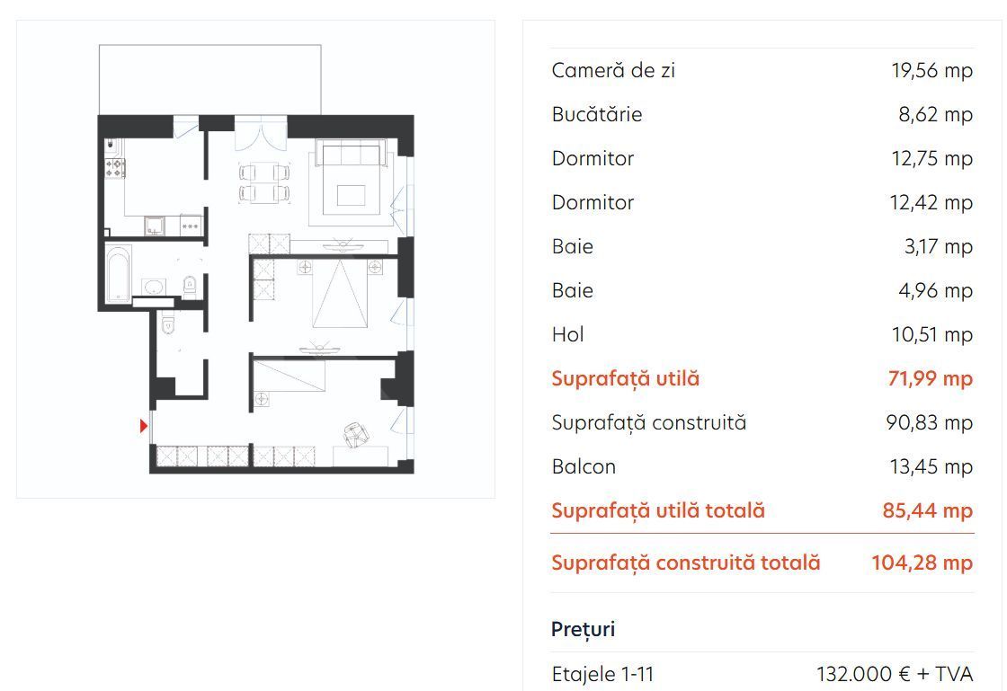 Vânzare, apartament, 3 camere tip 3B, HILS Republica, București - Poză 10