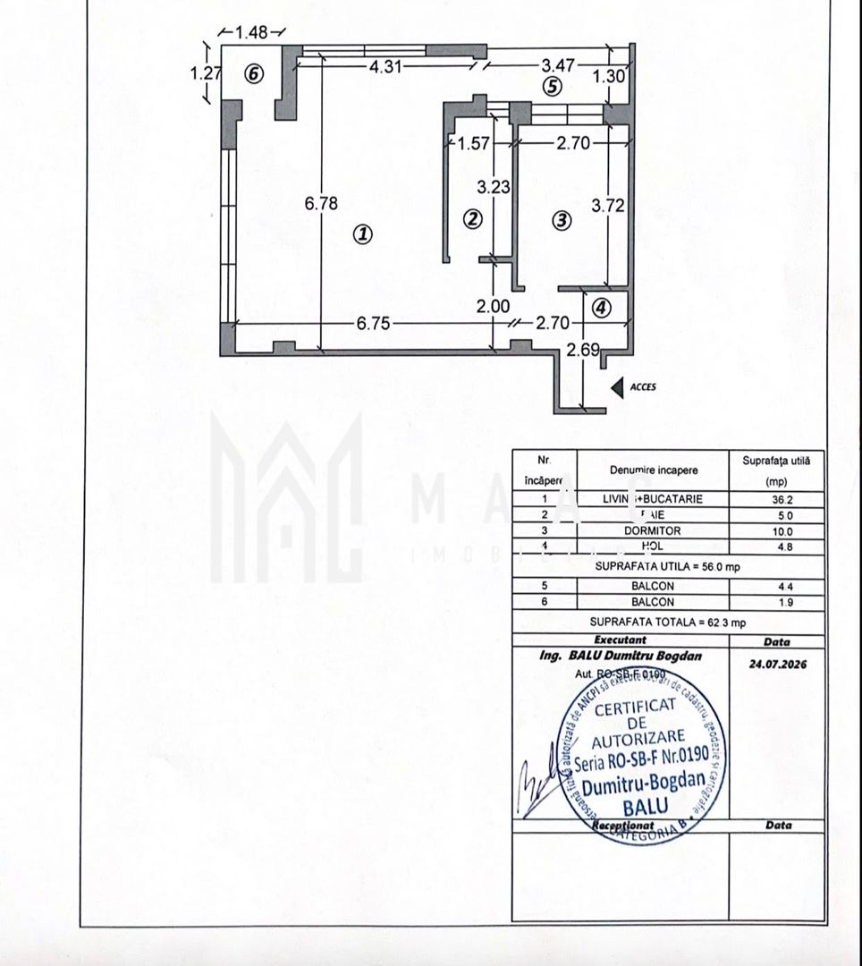 Apartament 2 camere | 2 balcoane | Lift | Parcare | D.Stanca - Schiță 11