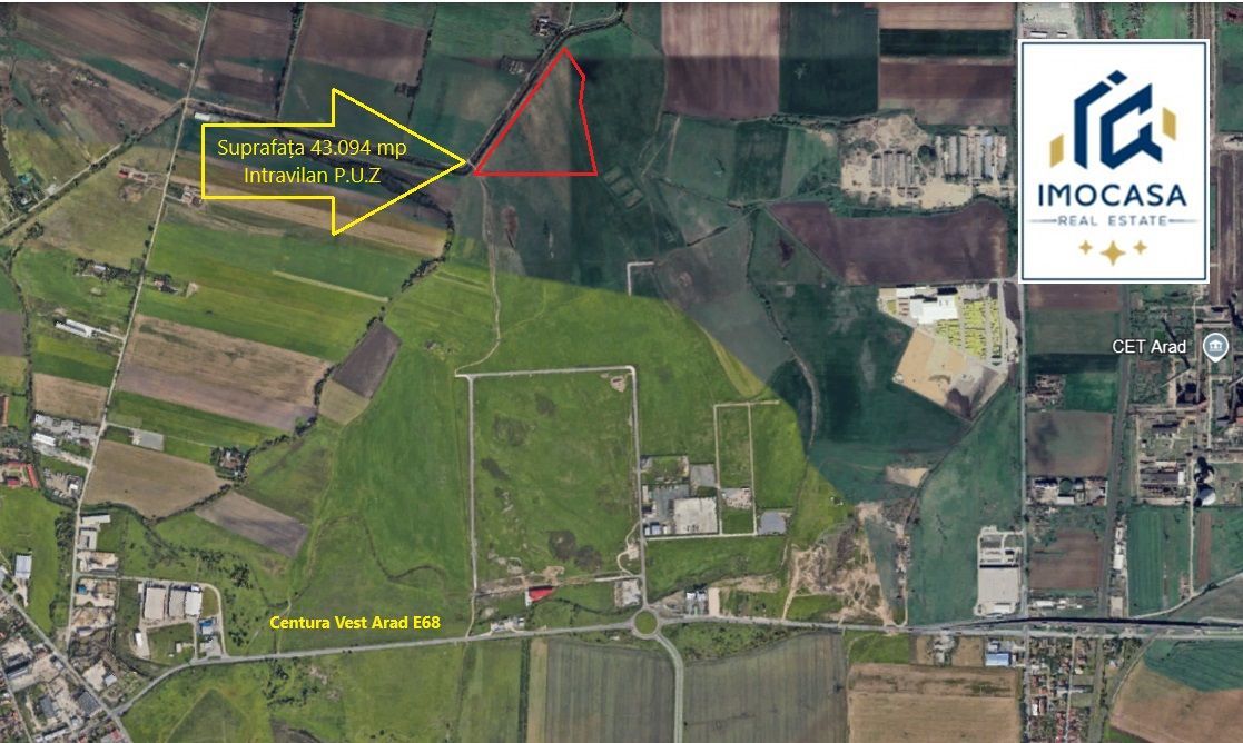 Teren Intravilan Industrial PUZ abrobat Centura Vest Arad E68 - Poză 1