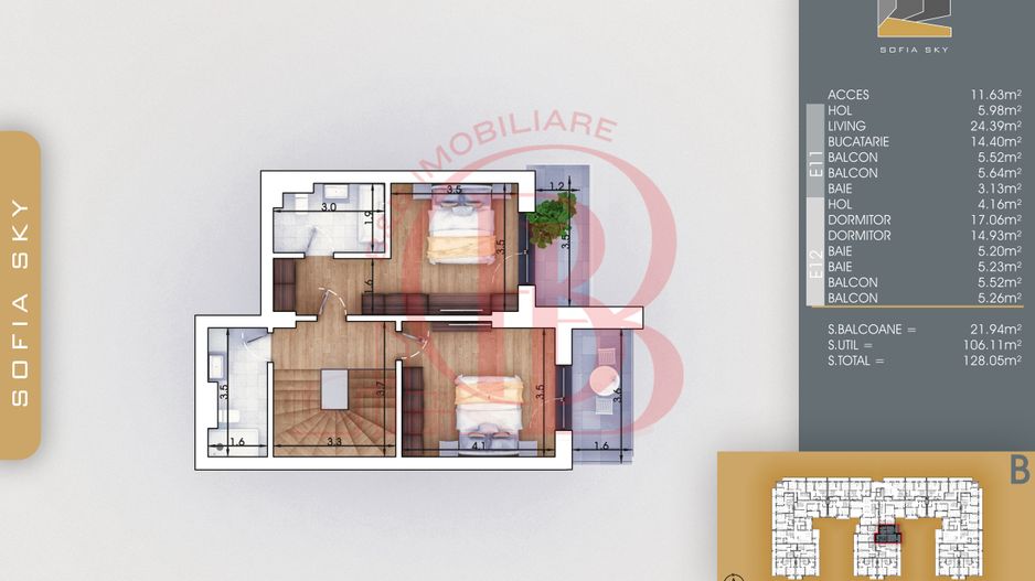 Duplex 3 camere Bucatarie 14mp Mutare Rapida 7min Metrou - Schiță 3