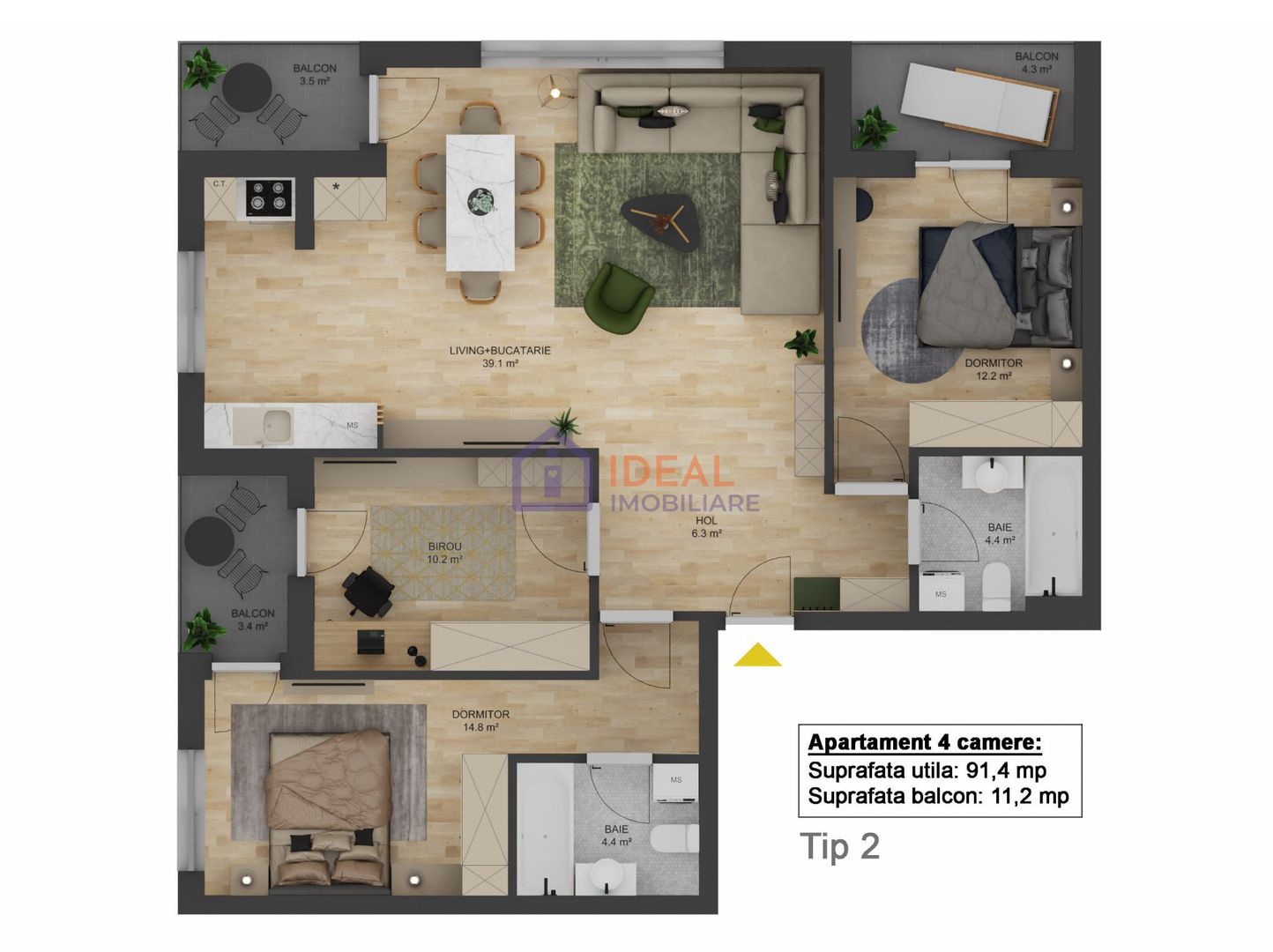 Apartament 4 Camere, zona Doamna Stanca- Comision 0% - Schiță 5