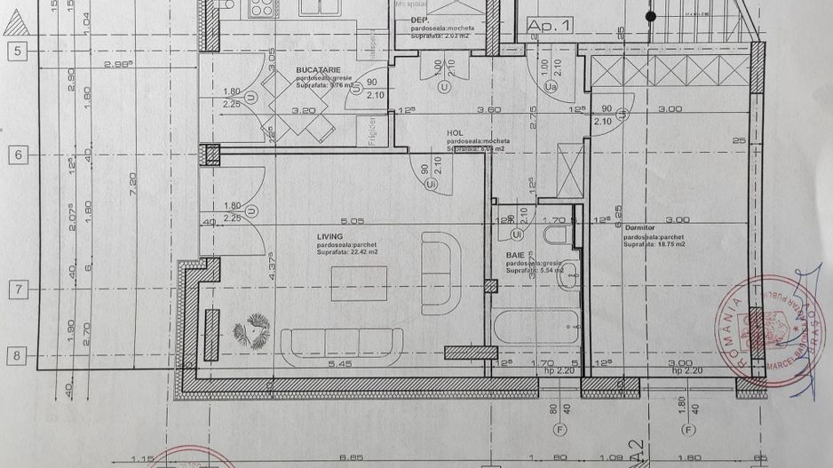Apartament 2 camere, cu terasă și facilități locale aproape - Schiță 15