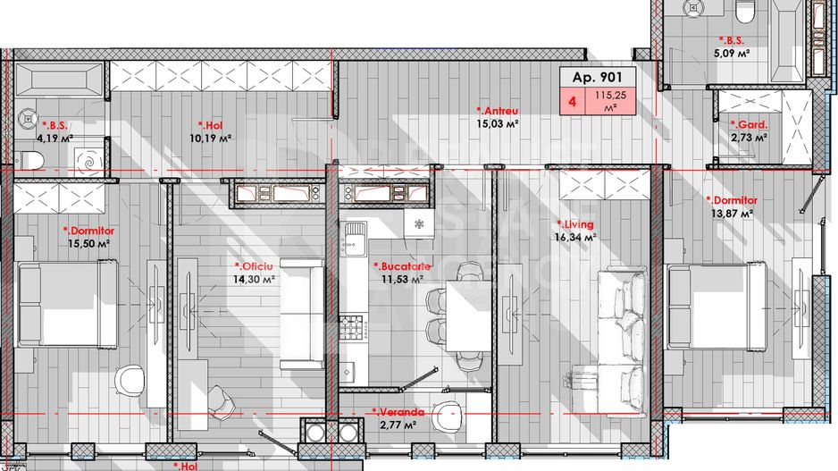 Vânzare, apartament, 4 camere, șos. Hâncești, Telecentru - Poză 5