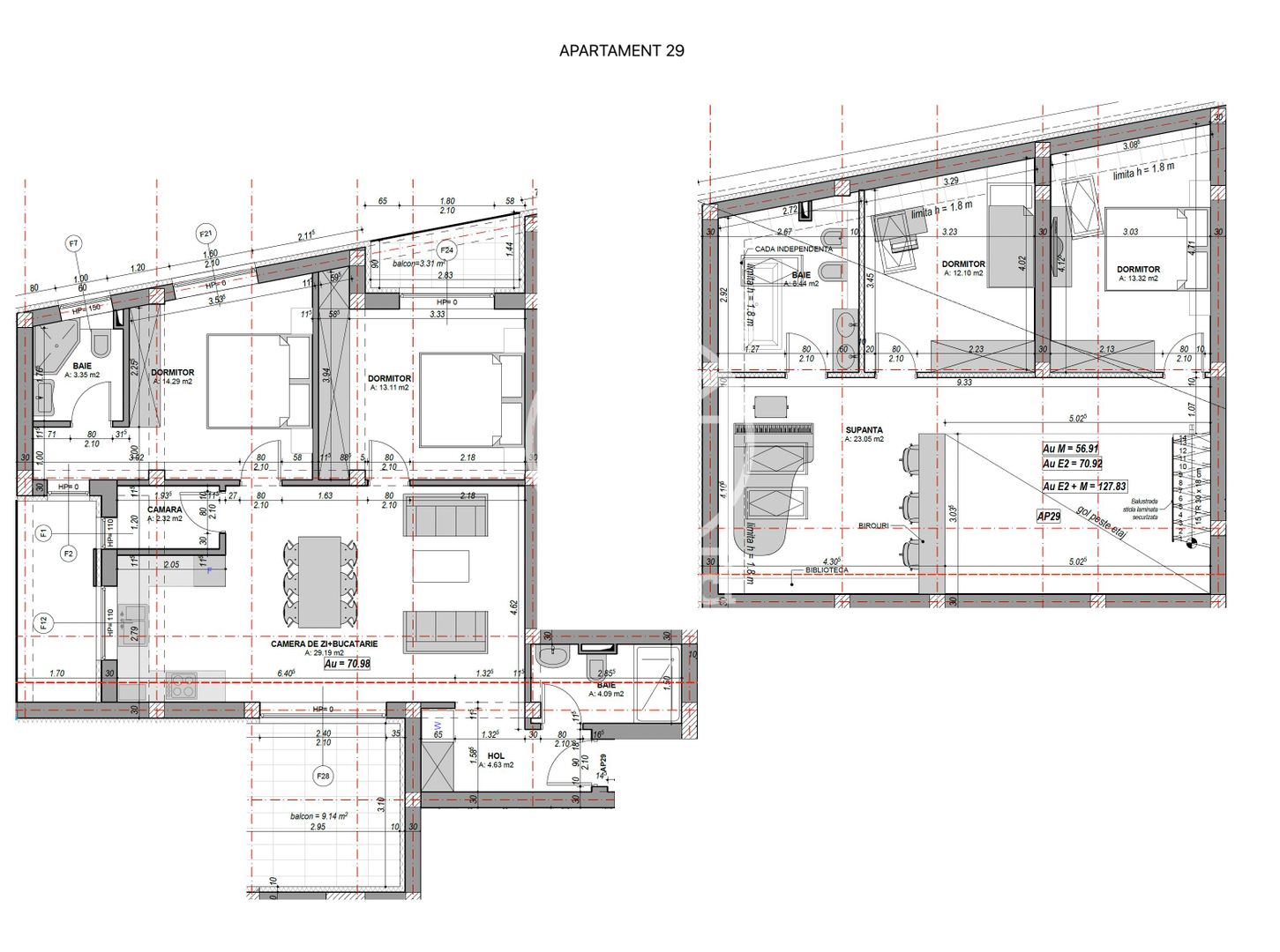 Penthouse 4 camere si birou la alb, aer conditionat(NCL-COL-ap.29) - Poză 4