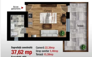 Garsonieră premium 37.62mp, cu terasă mare- Zamora Boutique - Poză 15