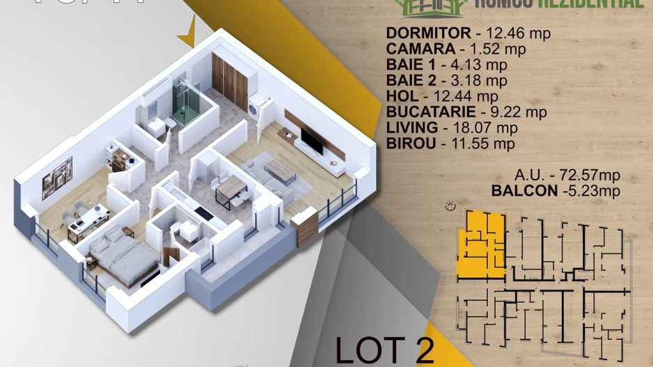 Apartament 3 camere,Panouri Fotovoltaice,Costuri minime,Pallady/Titan - Poză 8