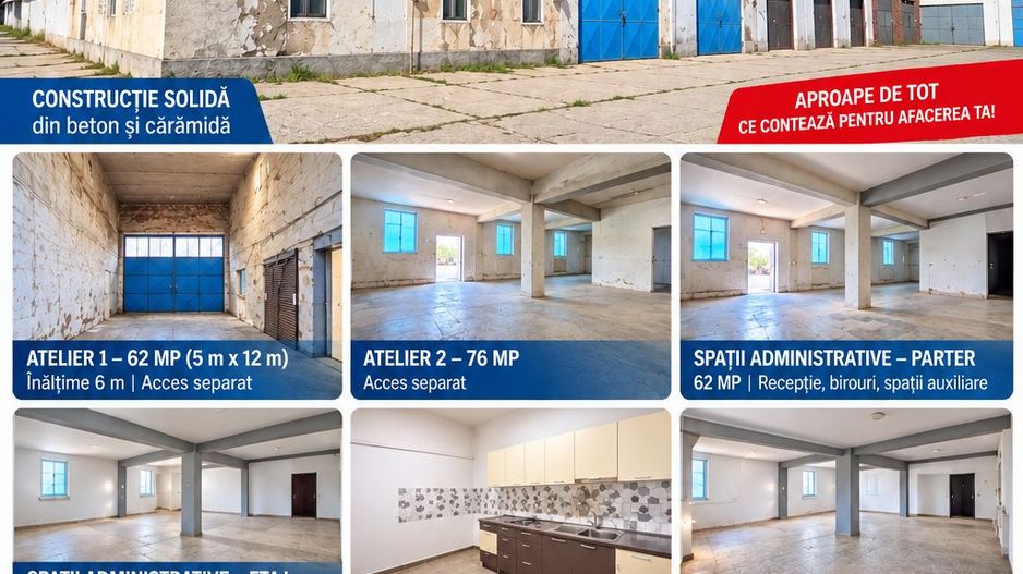 ANSAMBLU INDUSTRIAL HALĂ + CLADIRE BIROURI, 686 mp, VASLUI - ZONA INDUSTRIALĂ - Poză 3