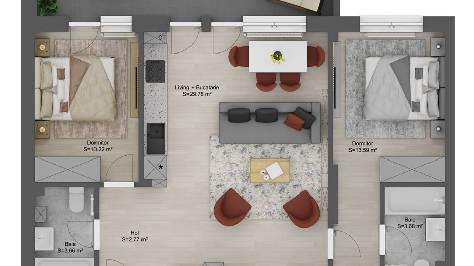 Supper pret!!! Apartament 3 camere, 63.70 mp - Sibiu - Schiță 7