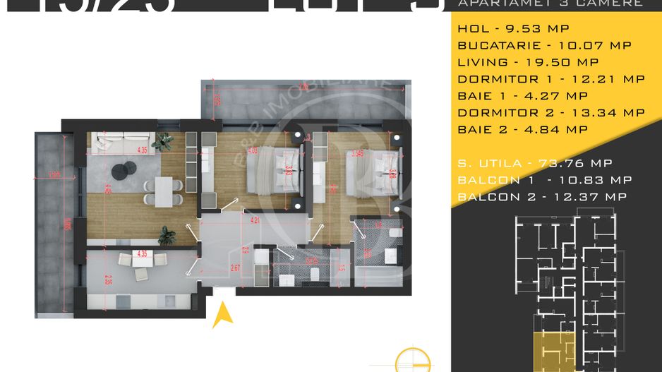 3 camere decomandat Titan Pallady  Metrou Nicolae Teclu - Schiță 11