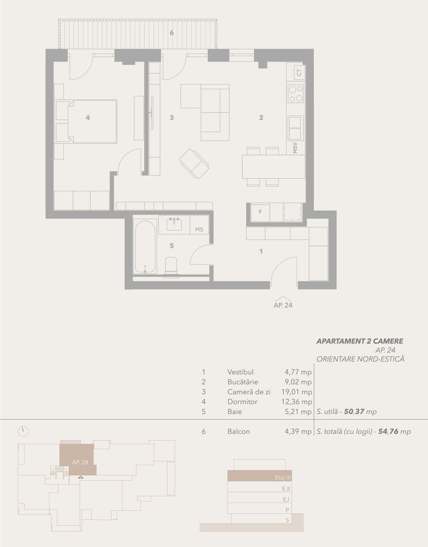 Apartament 2 camere, lift, boxe, garaj, INTABULAT - Sibiu - Schiță 2