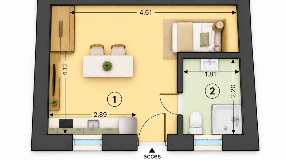 Garsonieră complet renovată, prima închiriere, Blumana, Str. De Mijloc - Schiță 20
